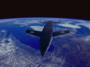 The America Bomber in orbit on its way to New York