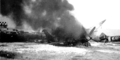 32 Sqn Spitfires after the 1st attack - photo by Roy Bowie